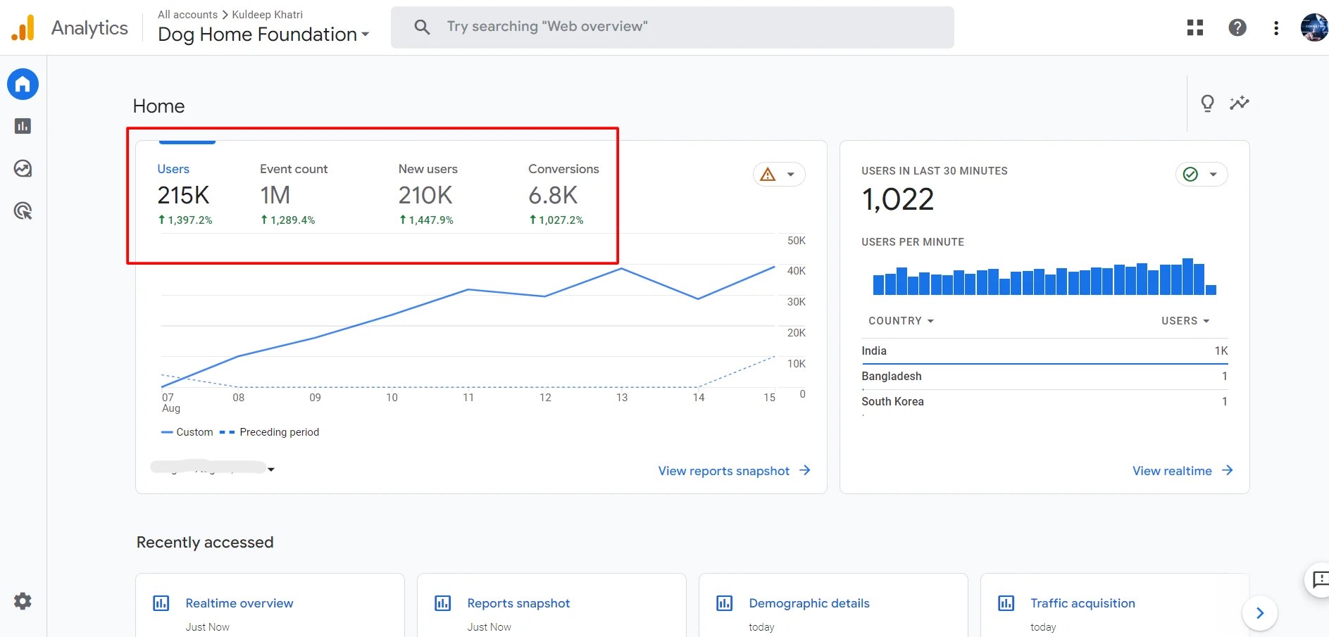 Google Analytics (Dog Home Foundation)