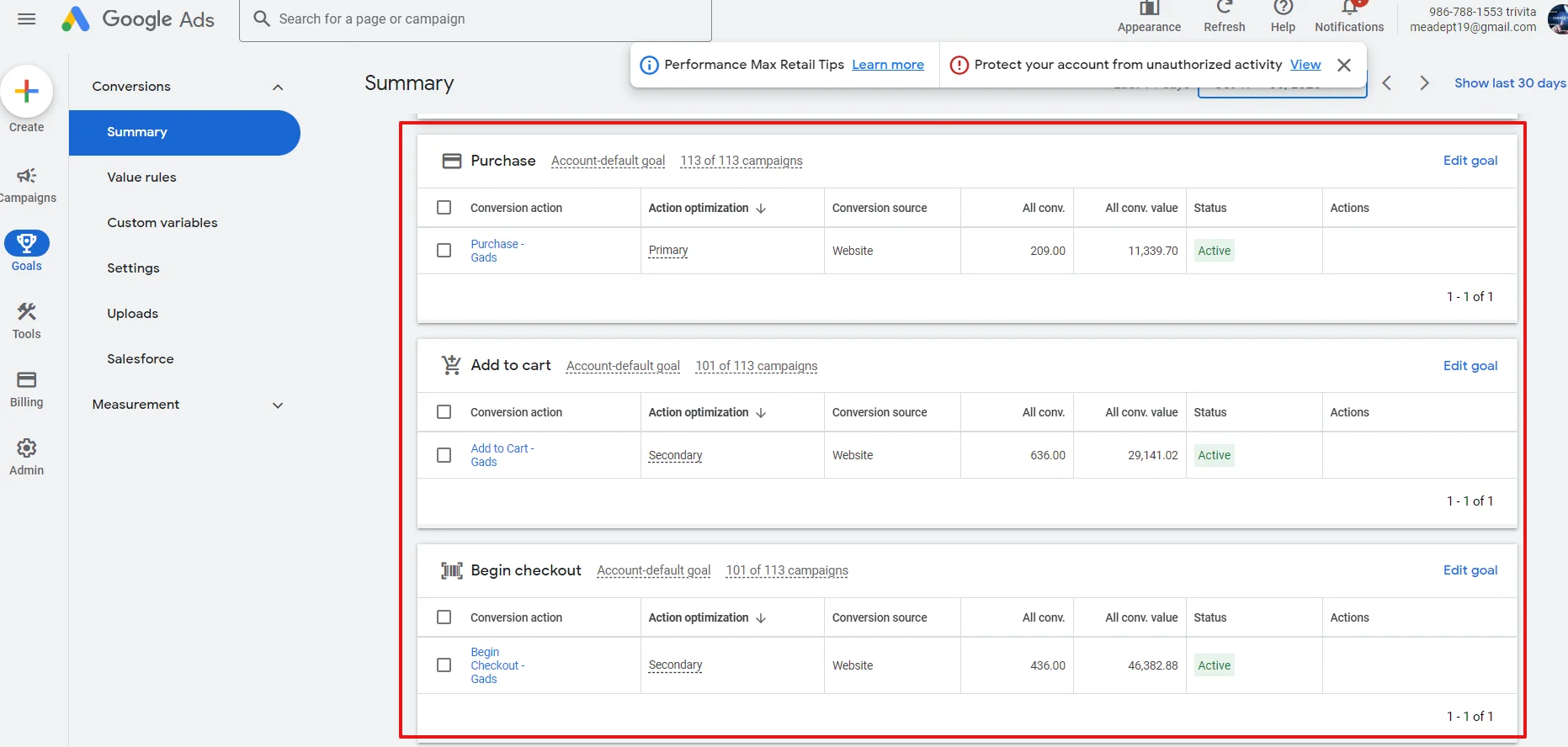 Google ads Conversion tracking ( Trivita Wellness)